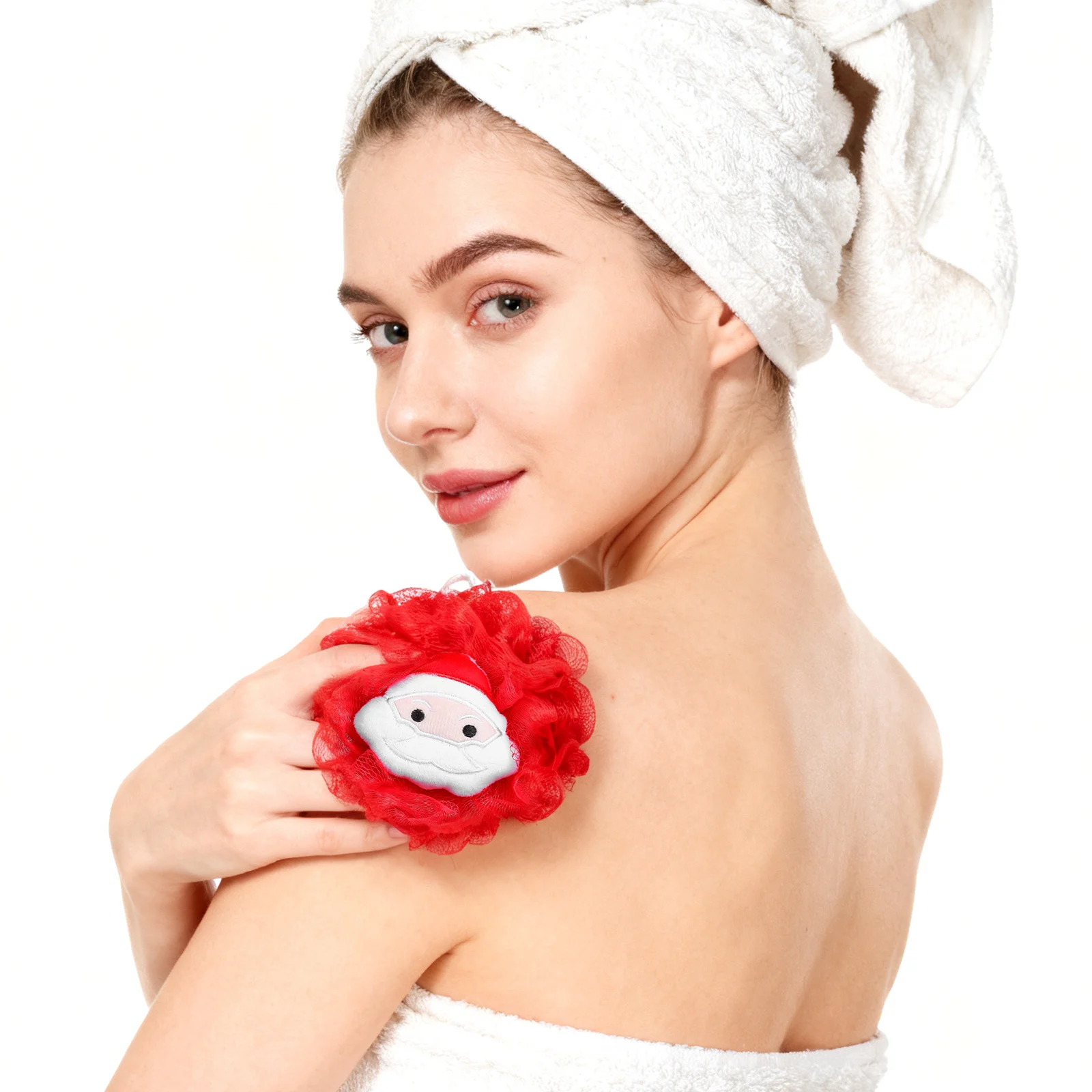 

4pcs Christmas Santa Bath Ball Body Exfoliating Scrubber Deep Cleansing Shower Loofah Rich Foam Bathing Household Bathroom