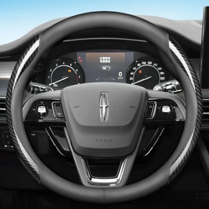 

Suede Carbon Leather Car Steering Wheel Cover for Lincoln MKZ MKX MKC Navigator Nautilus Aviator Corsair Accessories