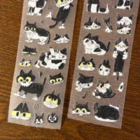 Cute Playful Cow Cat in Various Poses Die cut Sticker Roll DIY Photo Goo Card Scrapbooking Phone Case Journal Collage Material 6