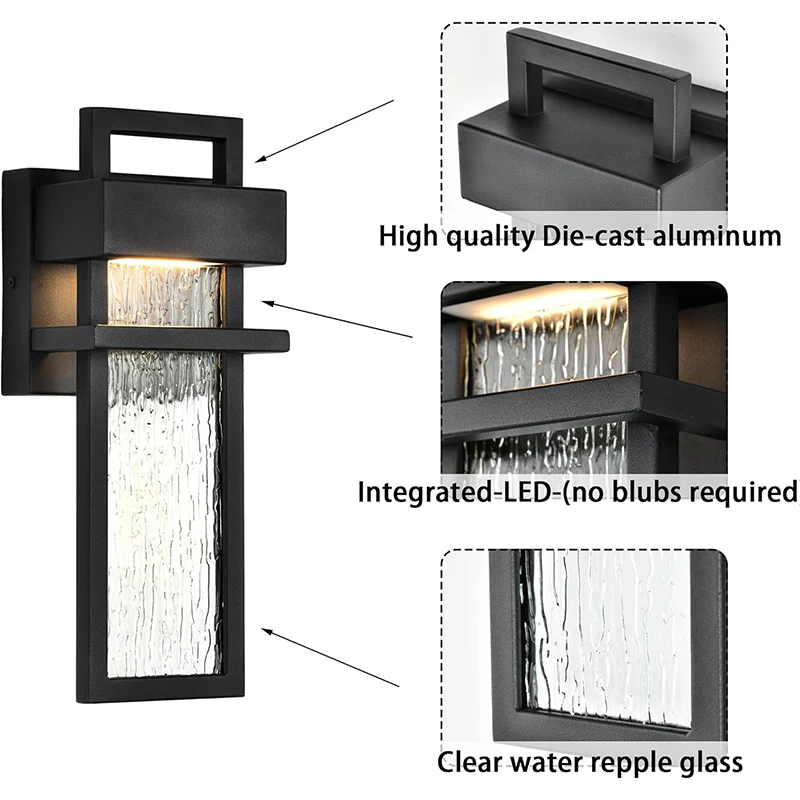 Imagem -05 - Alumínio Anti-ferrugem Led Wall Sconce Luminárias ao ar Livre Impermeável Varanda Lâmpada Corredor e Entrada Frontal Preto 12 122