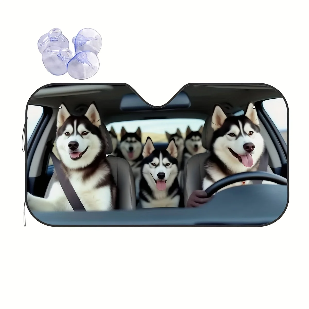 

1 шт., солнцезащитный козырек на лобовое стекло с милыми собаками хаски, солнцезащитный козырек на окно автомобиля, простота установки, сохраняет прохладу автомобиля, защищает от тепла,