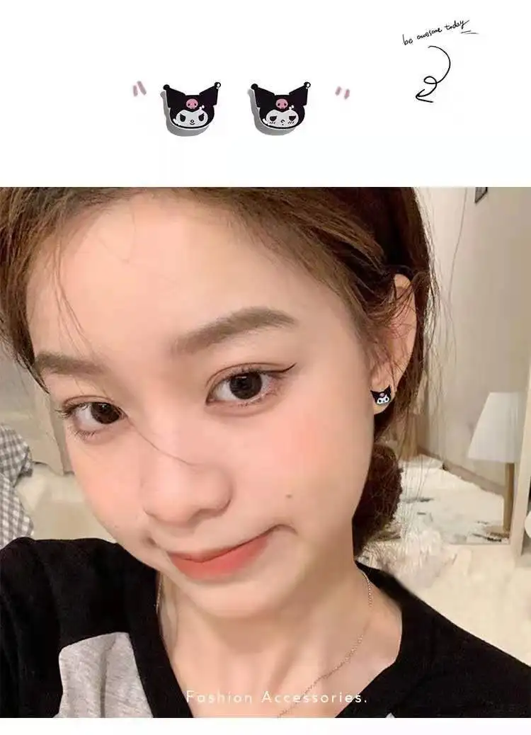 Sanrio Cartoon Earnail Kawaii Female 925 Silver Needle Small and Cute Ear Clip Without Ear Hole Birthday Gift for Best Friend