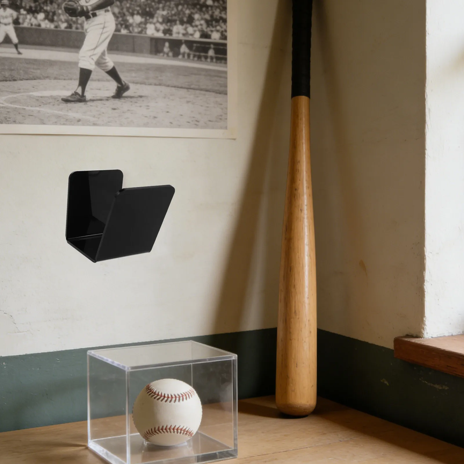 2Pcs Acrylic Baseball Glove Display Stand Wall Mounted Storage Holder for Baseball Softball Gloves Compact Rugged Elegant