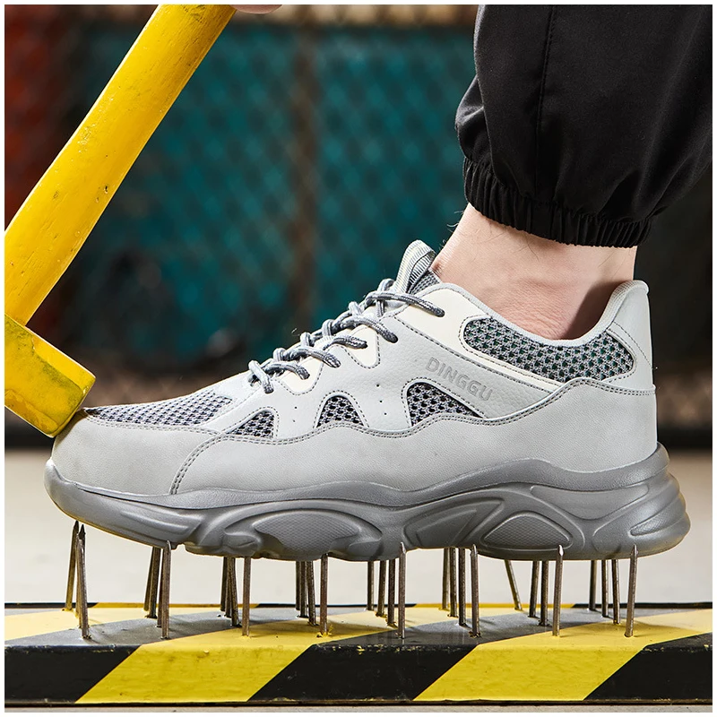 men's fashion steel toe covers work safety shoes summer breathable tooling security boots worker sneakers protective footwear