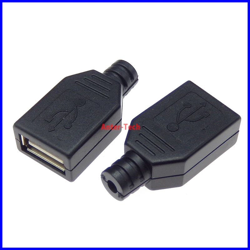 1PCS/5PCS/10PCS Type A Female USB 4 Pin Plug Socket Connector With Black Plastic Cover USB 2.0 Connect Adapter DIY Kit