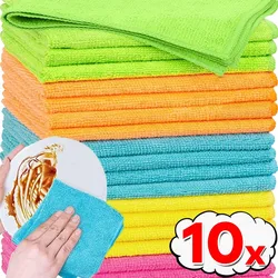 10/1x Microfiber Cleaning Cloth Double Layer Super Absorbent Towels Thickened Soft Drying Cloths Kitchen Car Care Washing Towel