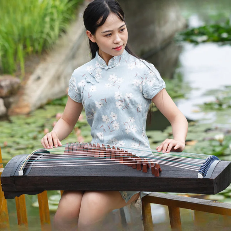 Guzheng Portable Solid Wood Small Guzheng Beginners Children\'s Introduction 21 Strings Professional Playing Stringed Instruments