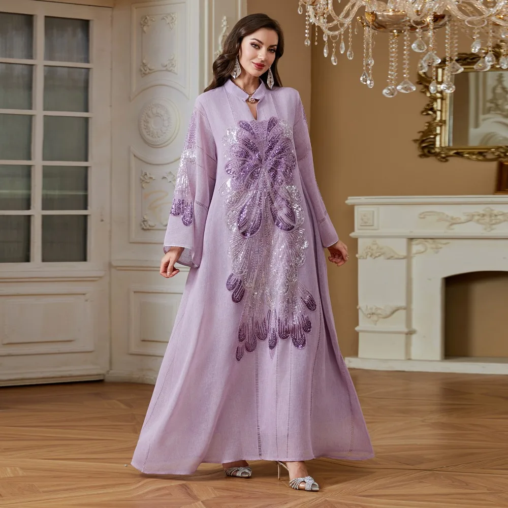 India Turkey Muslim Abaya Dresses Women Elegant Diamond Wedding Evening Party Dress Lace Sequins Abaya Morocco Caftan Robe 2026
