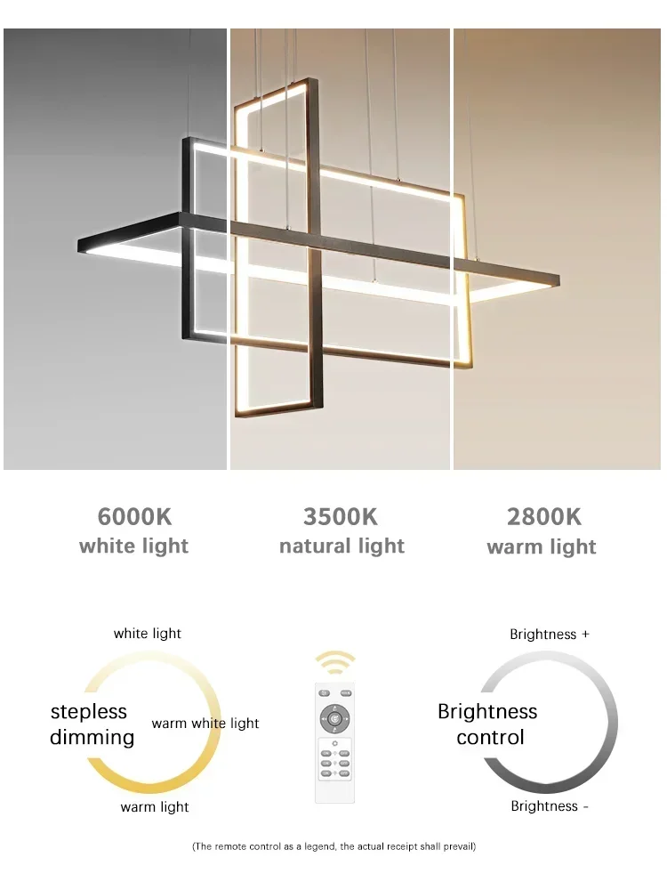 الحديثة LED الثريا للمطبخ غرفة الطعام غرفة المعيشة غرفة نوم مستطيل قلادة مصباح التحكم عن بعد سقف معلق ضوء