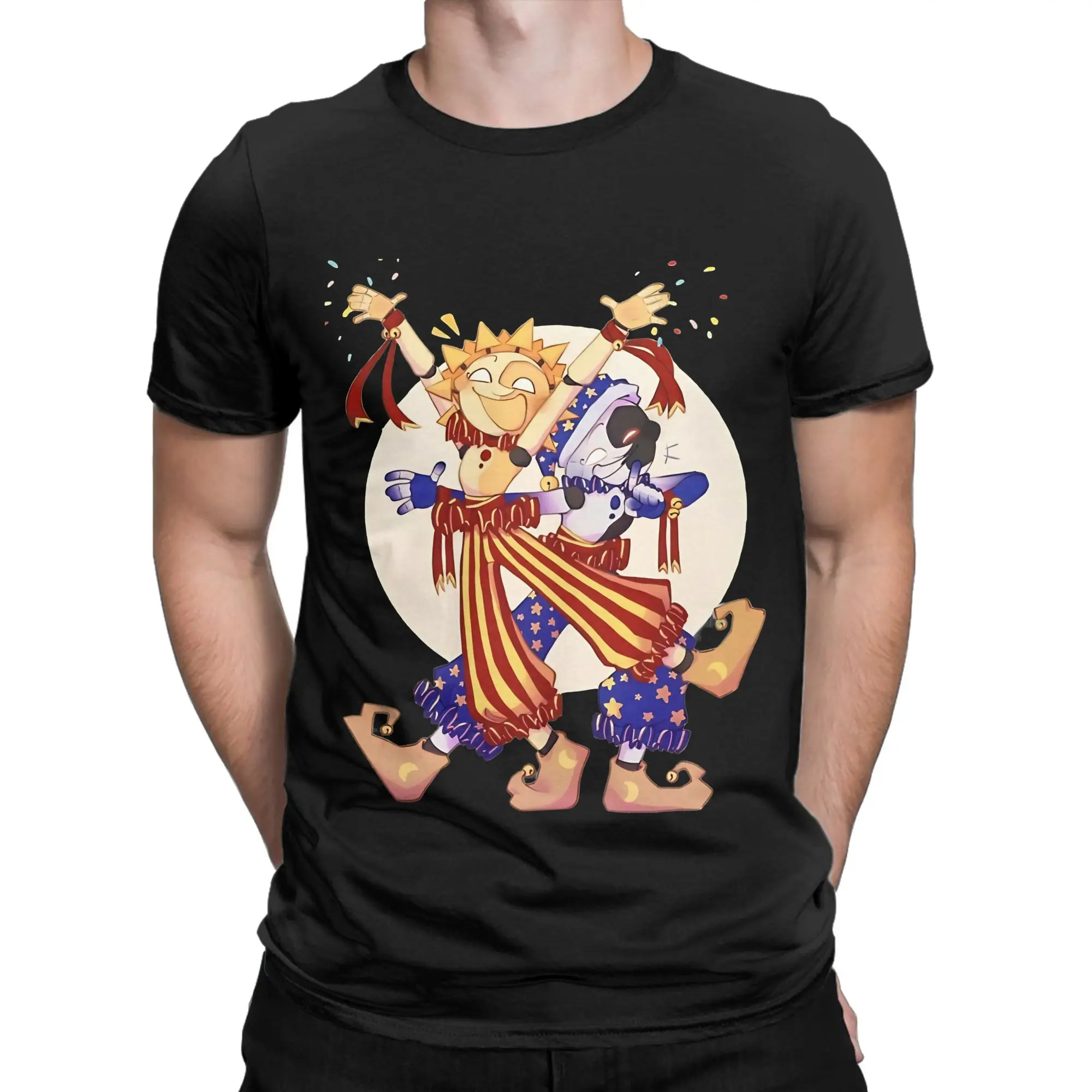 Camiseta divertida de algodón 100% de SunDrop y MoonDrop FNAF Security Breach, camisetas FNAF para hombres