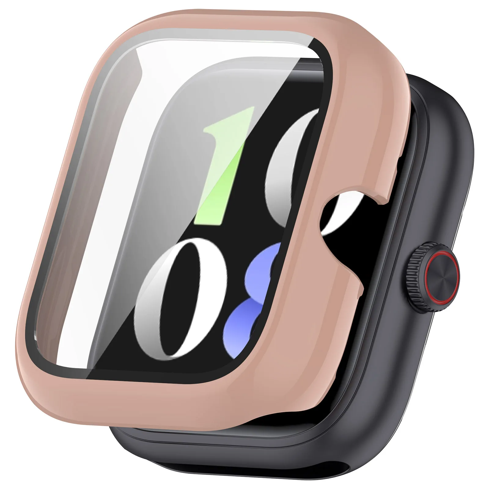 

For vivo Watch GT Case Full Coverage PC Cover with Tempered Glass Screen Protector - Pink