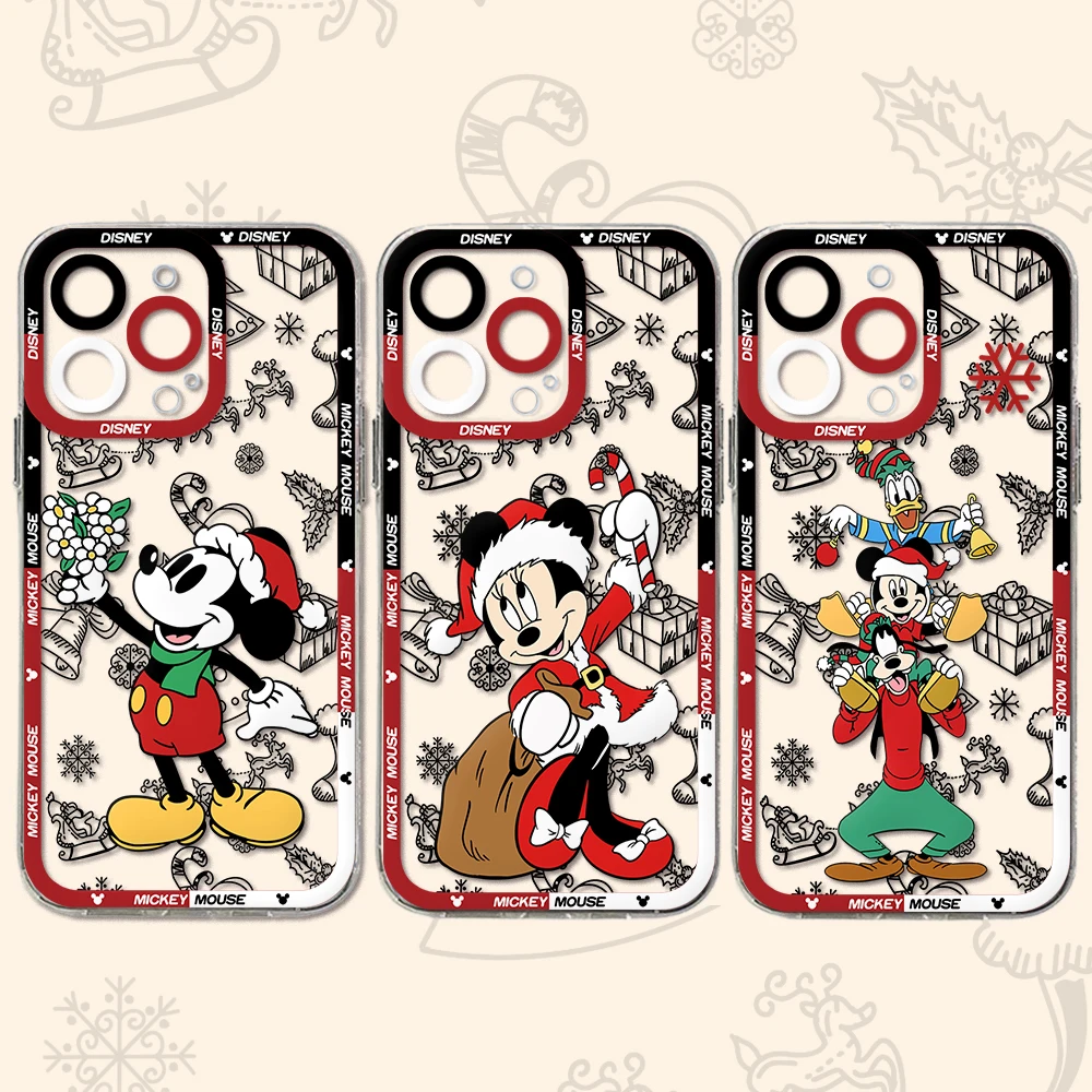 

Christmas Disneys Mickeys Minnies Phone Case For iPhone 16 15 14 13 12 11 Mini Pro Max X XR XSMax 7 8 Plus SE20 Clear Cover