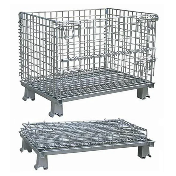 

Hot salesWire mesh container warehouse storage metal foldable wire mesh cage pallet cage stacking