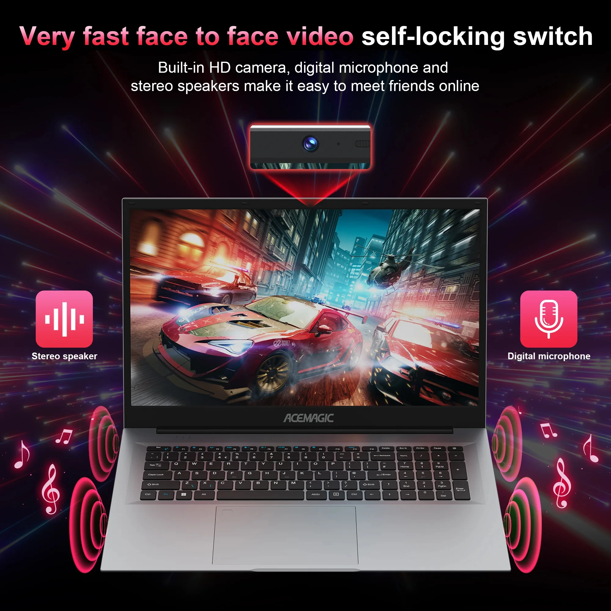 كمبيوتر محمول ACEMAGIC-Windows 11 برو بشاشة FHD ، إنتل N150 ، معالج رباعي النواة ، ذاكرة رام 16 جيجابايت DDR4 ، جي بي SSD ، واي فاي 5 ، في