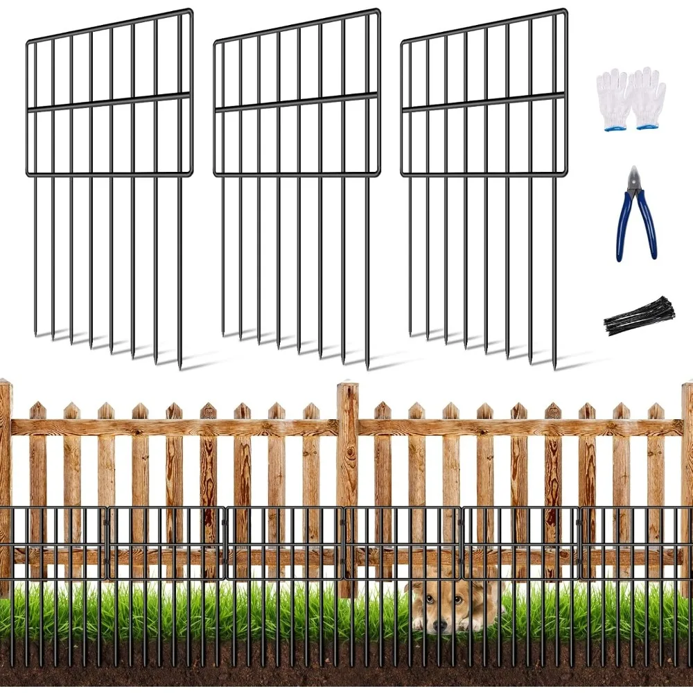 Jardim Metal Fence Set, 17 Polegadas de Altura 27 Pés de Comprimento, Cerca Decorativa, Não Precisa Escavar, 25 PCs por Conjunto