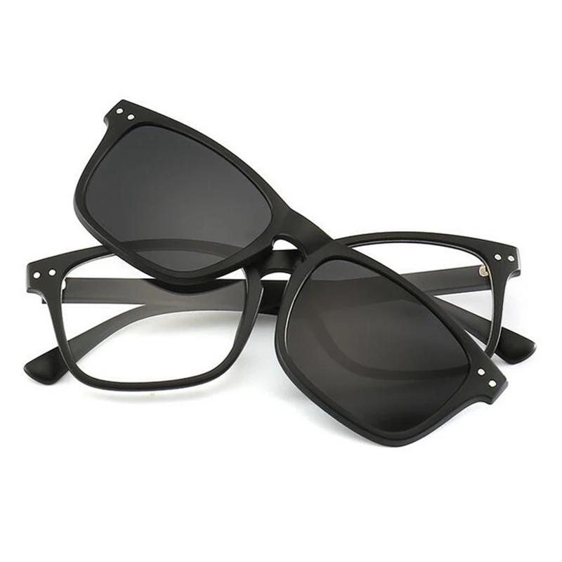 2297 Rivets Square TR90 Frame Magnet Clip Myopia Glasses 0 -1.0 -2.0 To -6.0 ,Fashion Hyperopia Sunglasses +0.5 +1.0 +2.0 To +6