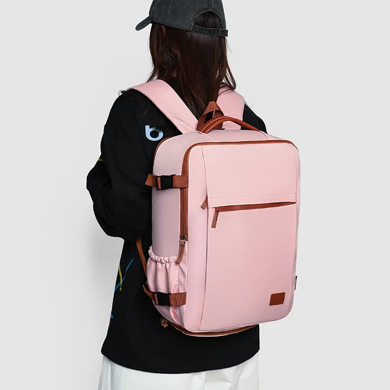 

New business commute solid color backpack multi-function expandable high-end college student computer bag