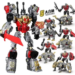 Transformation Toys G1 Dinosaur 5IN1 Combination Dinobot Deformation Grimlock Swoop Sludge Slag Snarl Figure Robot Alloy KID