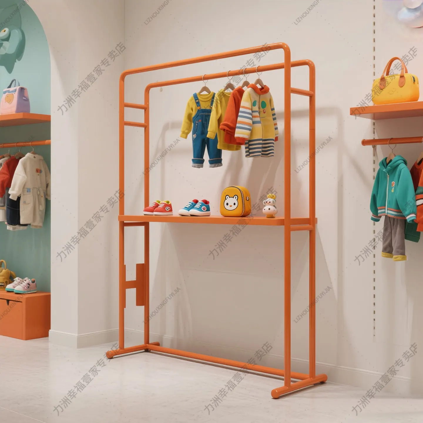 

Магазин детской одежды для знаменитостей: вешалка Накадзима, двусторонняя стойка для демонстрации одежды, простой стиль для магазинов товаров для мам и малышей