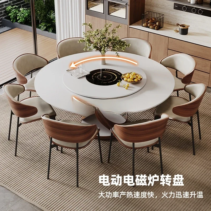 

Marble simple with induction cooker dining table electric turntable round table household