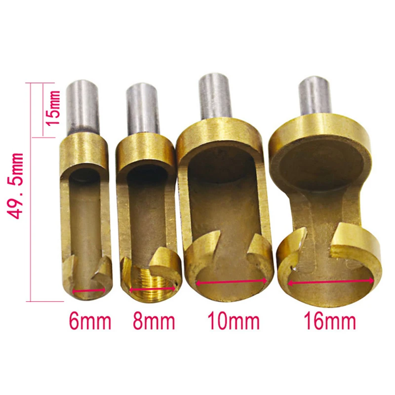 JUSTINLAU Four-piece barrel corkscrew Titanium drill bit for dowel tenon cork cutter hole opener woodworking drill