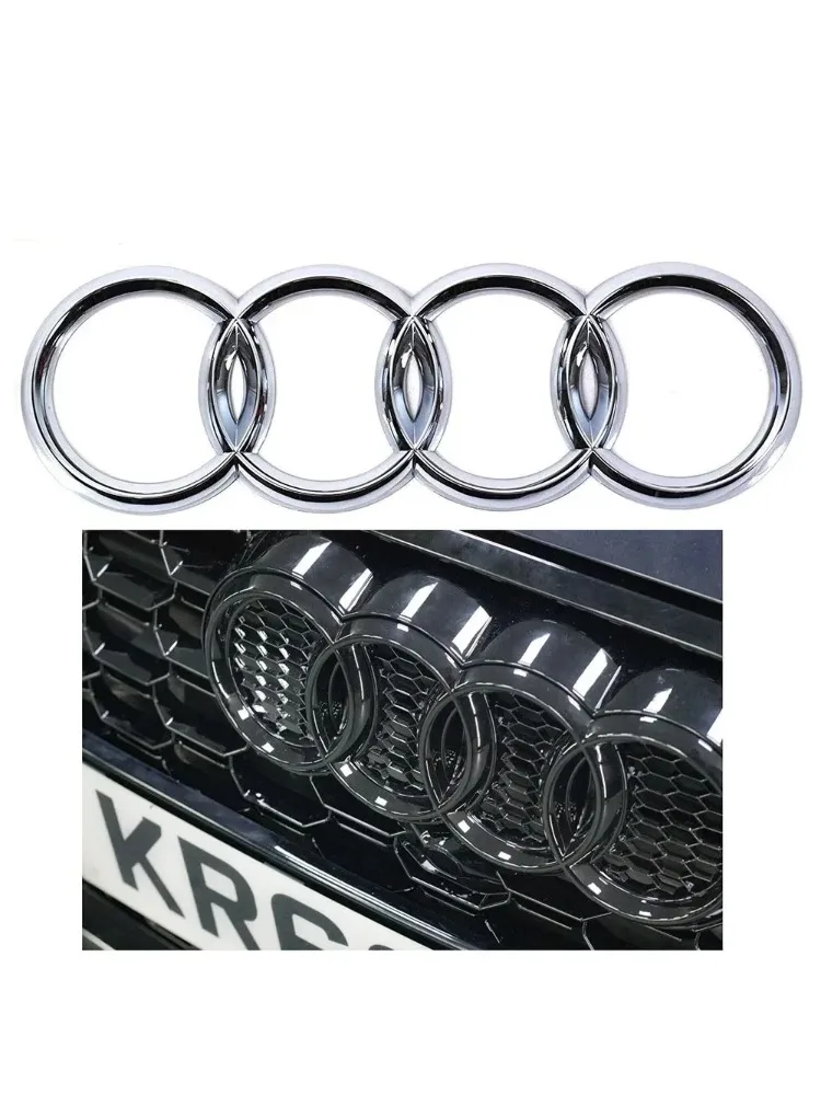 Czarno-srebrny 4-ringowy emblemat ABS na maskę, grill, tylną klapę bagażnika, logo, naklejka do Audi A3 A4 A5 A6 A7 Q2 Q3 Q5 Q8 TT — 2