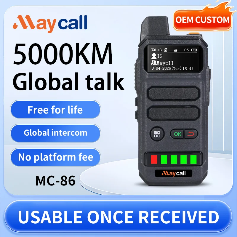 Global POC Radio with LIFE TIME FREE  SIM Card Walkie Talkie Long Range 4G Network 2 Way Radio 5000 KM