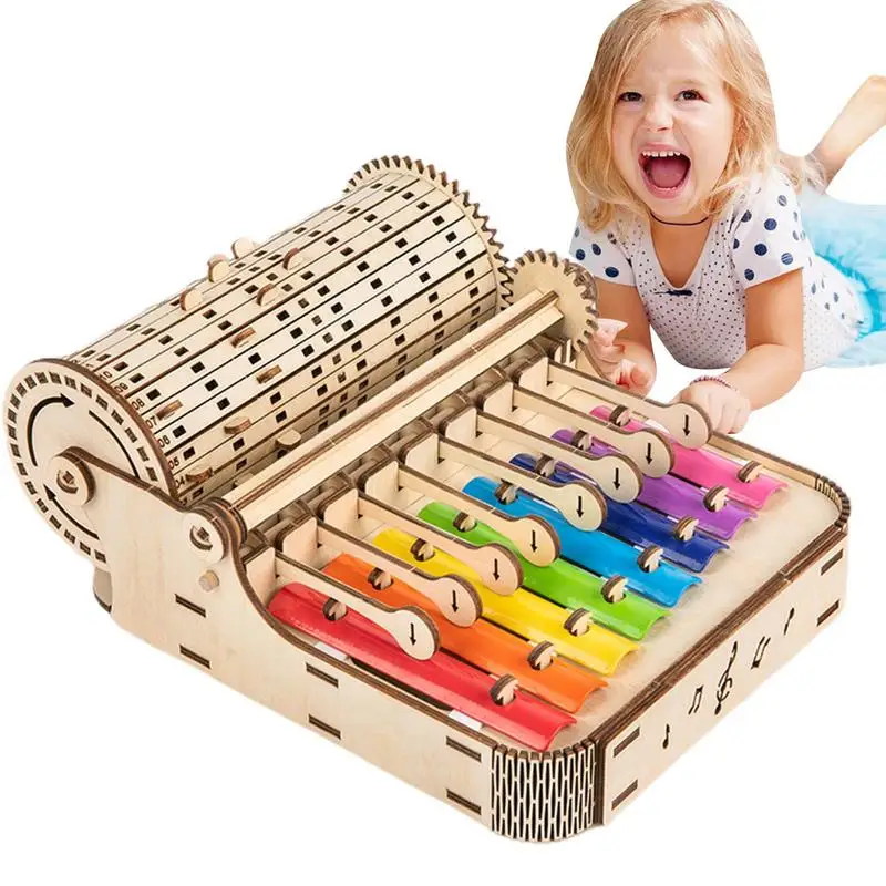 

Wooden Music Toys Wooden Hand Cranked Piano Mechanical Music Model Percussion Instruments Preschool Educational Toys Learning