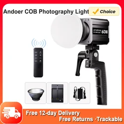 Andoer 60W COB Photography Light Trójkolorowa lampa wideo LED 2800K-6800K Możliwość przyciemniania z uchwytem odblaskowym i pilotem do transmisji na żywo