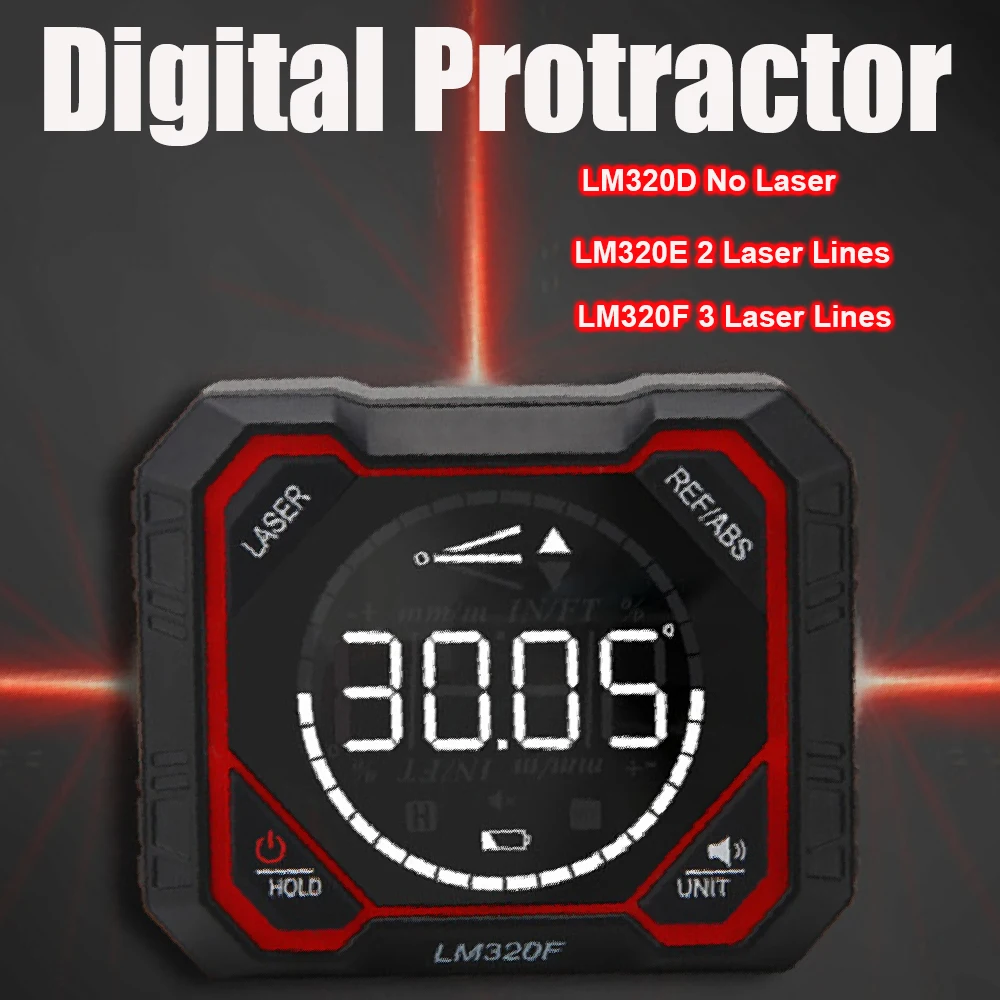 

Magnetic Digital Angle Finder With 2 Laser /3 Laser Lines Rechargeable Protractor Level Angle Ruler Angle Measure Inclinometer