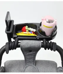 Bandeja de Mesa 3 en 1 para cochecito de bebé, soporte para teléfono, placa, accesorios, suministros para niño pequeño, niña, botella de leche, portavasos