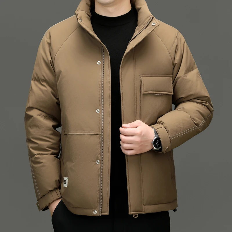 

Top Grade Men's Casual 90% White Duck Down Jacket 2024 Winter Windproof Stand Collar Warm Puffer Coat Outwear Thick Down Clothes