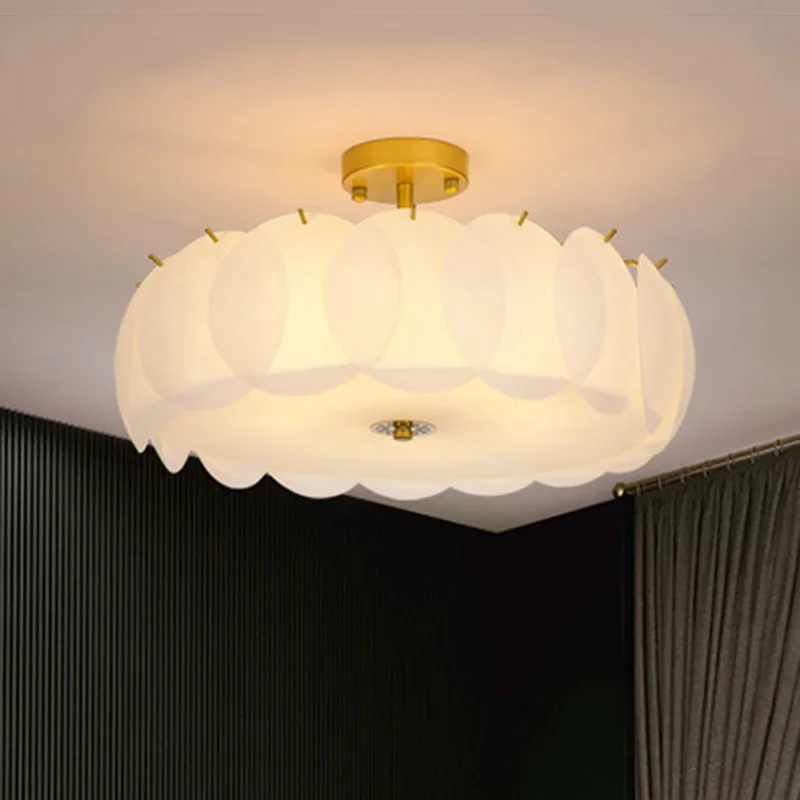 

Modern Light Luxury Round Glass Ceiling Chandelier Living Room Decoration Bedroom Study Led Indoor Lighting For Home