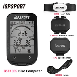 IGPSPORT BCS100S Велосипедный компьютер BLE ANT+ 2,6-дюймовый IPX7 Type-C 40H Срок службы батареи Автоматическая подсветка GNSS Секундомер IGS Велосипедный компьютер