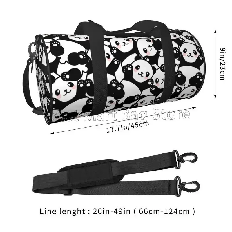 Cute Panda Duffel Bag Canvas Travel Bag for Gym Sports Waterproof Weekender Overnight Bags