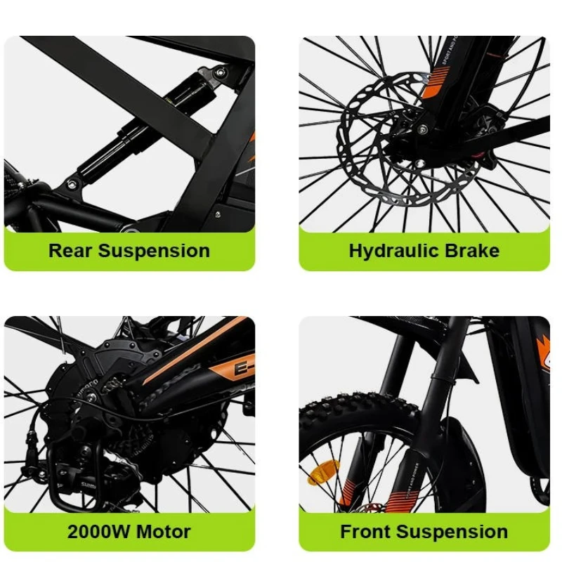 OUXI GT2000 electric bicycle Peak 2000W motor 48V 30AH Battery 60km/h E Bike off road Mountain riding Electric motorcycle image 8