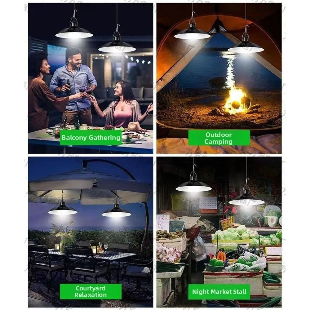 Waterproof Solar Pendant Light Single Double-Head Design Solar Powered LED Chandelier Led Hanging with Remote Control