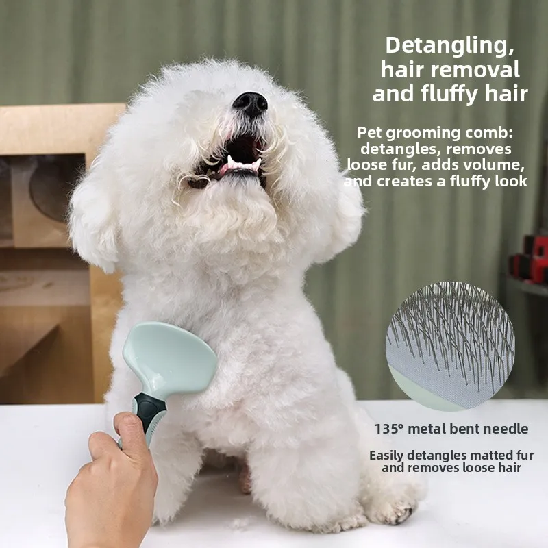 Pet Grooming Kit Dog Cat Brush Scissors Deshedding Comb Bath Brush Detangling Comb Bowl Toothbrush