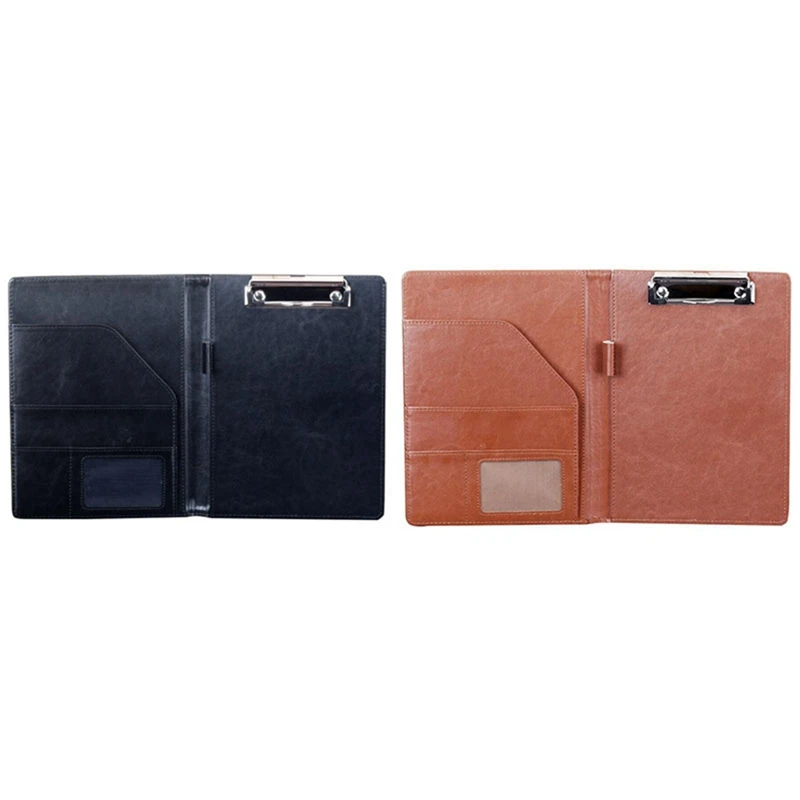 

2 Pcs A5 Document Bag File Folder Clipboard Business Office Financial School Supplies, Black & Brown