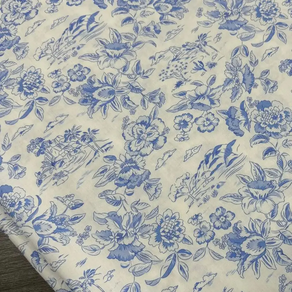 فستان من نسيج الساتان المطبوع عالي الكثافة من القطن 80 قطعة، فستان نسائي، نسيج ملابس مصنوع يدويًا