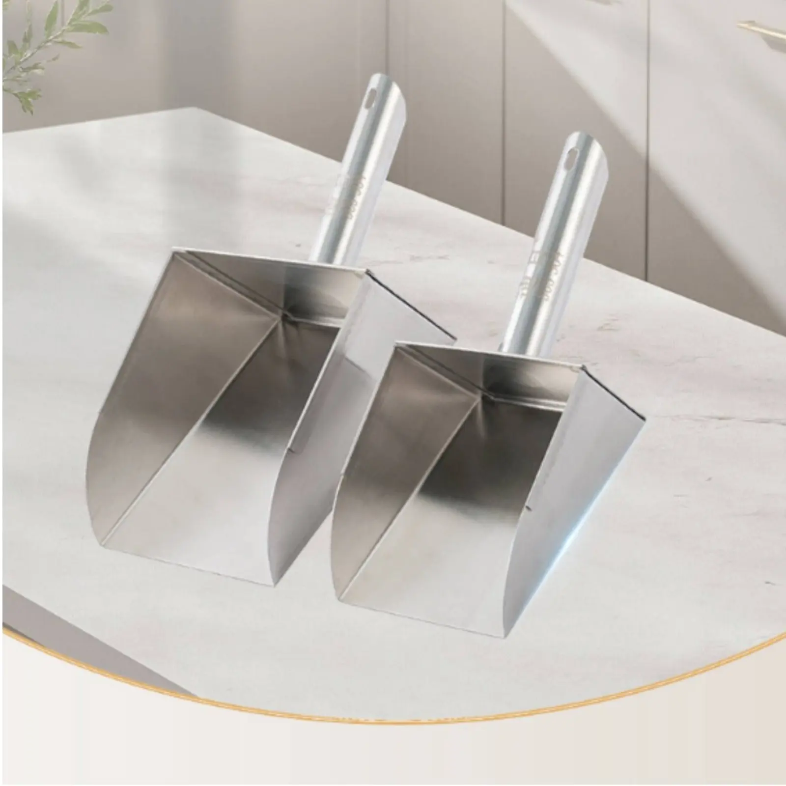 304 Stainless Steel Ice Scoop Commercial Grade Square Ice Shovel Kitchen Tool Heavy Duty Easy to Clean for Shop Owners