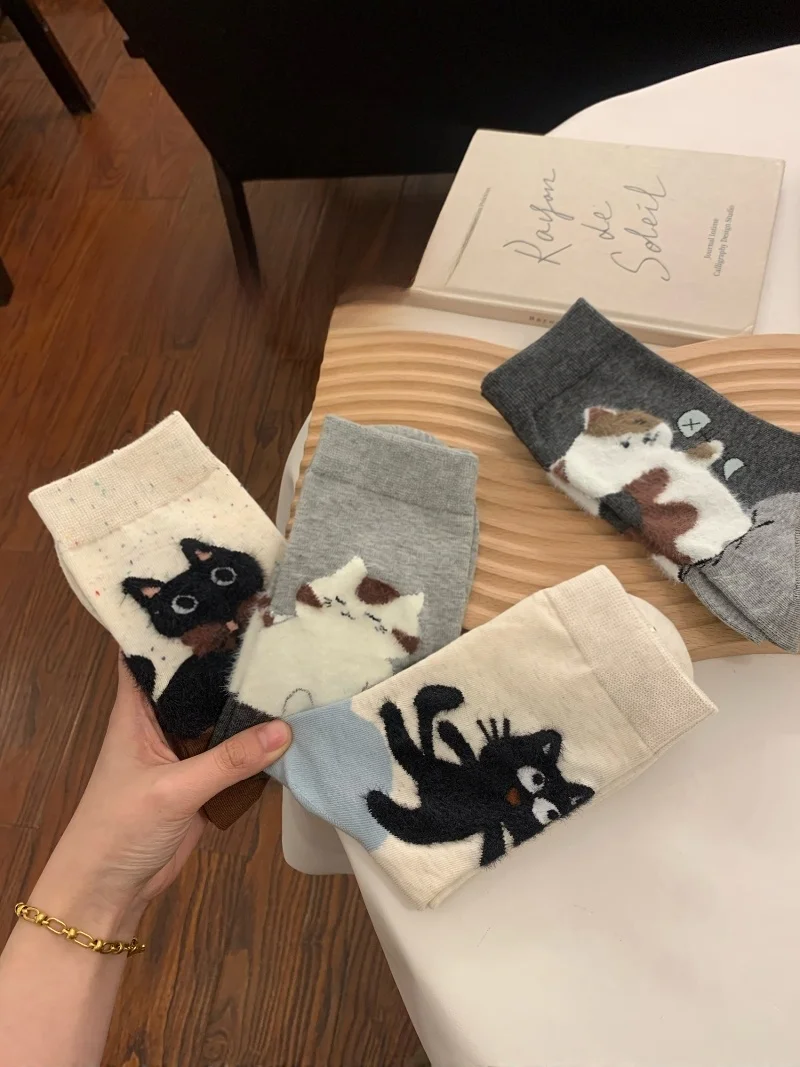 Thickened Warm Mid-calf  Socks for Women Autumn Winter New Style Cute Long Socks Versatile Comfortable Cotton Socks