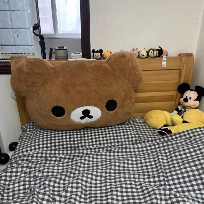 Rilakkuma أفخم السرير مسند الرأس وسادة للمساكن لينة محشوة سرير بطابقين مسند الظهر وسادة لطيف ديكور لغرف نوم طالب الكلية