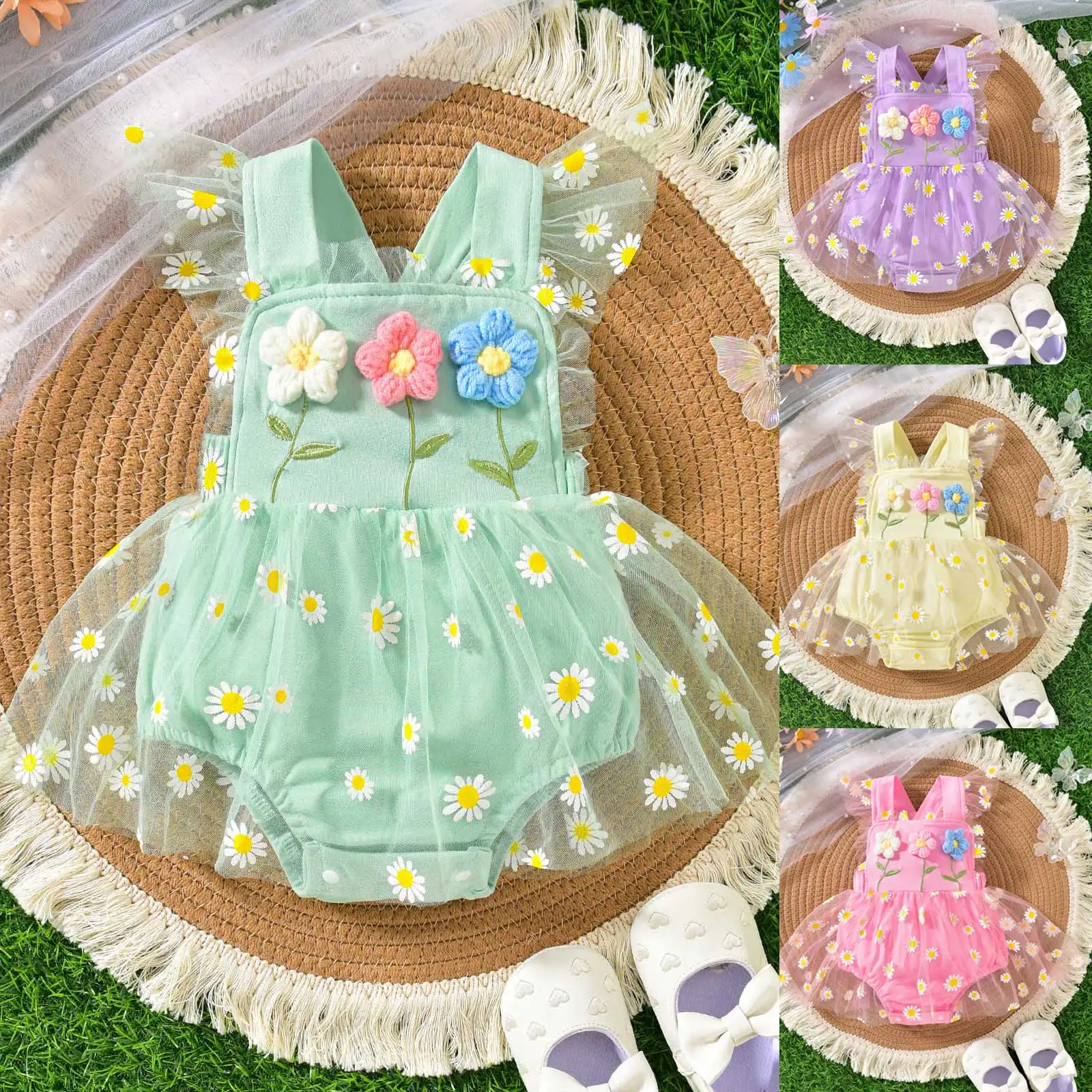 

Warm Clothes For Girls Baby Girl Clothes Newborn Summer Outfits Butterflies Embroidery Ruffle Sleeveless Infant Romper 5 Apparel