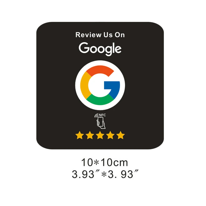 Custom Printing Big Size NFC Plate Square 10CM Waterproof NFC-Enabled Google Reviews Sticker PVC Material