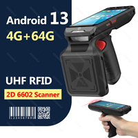 Warehouse PDA Android 13 OS 4G RAM 64G ROM with Pistol Grip 1D&2D Barcode Scanner Handheld Data Collector Terminal UHF Optional