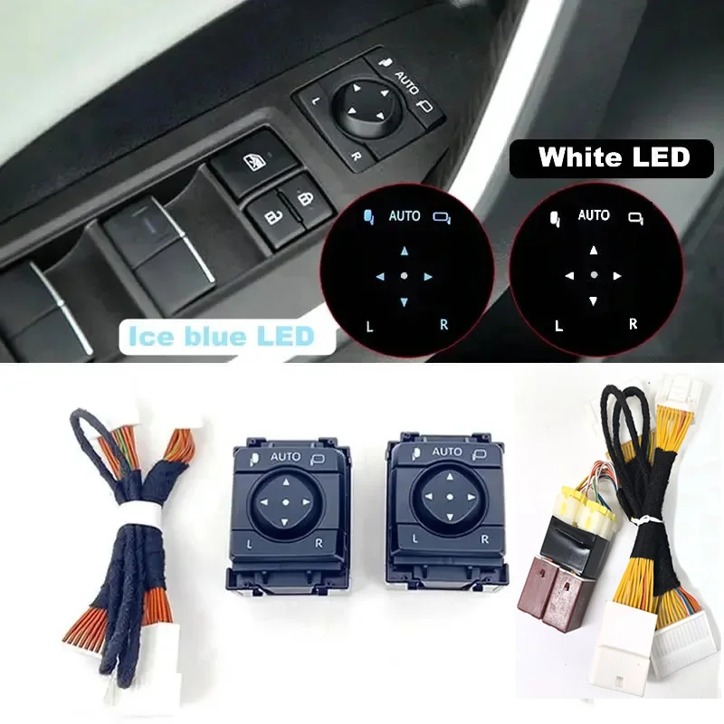 

Car rearview mirror automatic folding switch LED light white and ice blue For Toyota RAV4 Crown Lexus Rear-view mirror switch