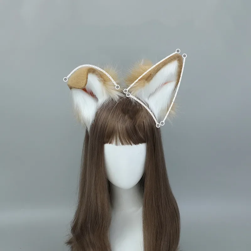 New Brown Shiba Inu Anime Simulation Headwear Beast Tail Wolf Ear Cat Ear Fox Ear Hair Hoop Custom Cosplay Halloween Accessories