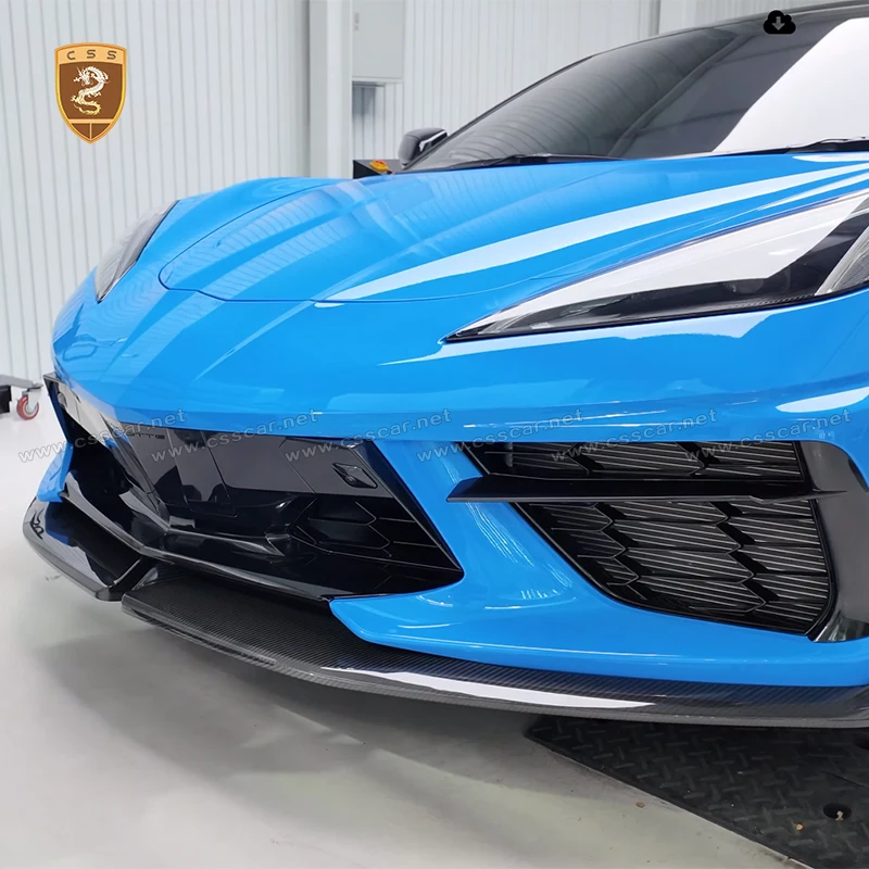 

Car Front Bumper Lip Spoiler Splitter For Chevrolet Corvette C8 ADRO Style Dry Carbon Fiber Front Lower Diffuser Lip Guard