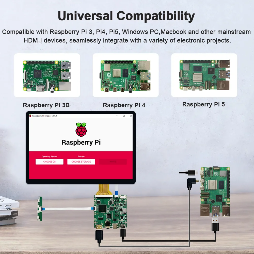 Wisecoco 10.5 inch OLED AMOLED Display IPS 60Hz Touchscreen For Raspberry Pi Laptop Mac Xbox PS4/5 Switch 100%SRGB 2560x1600